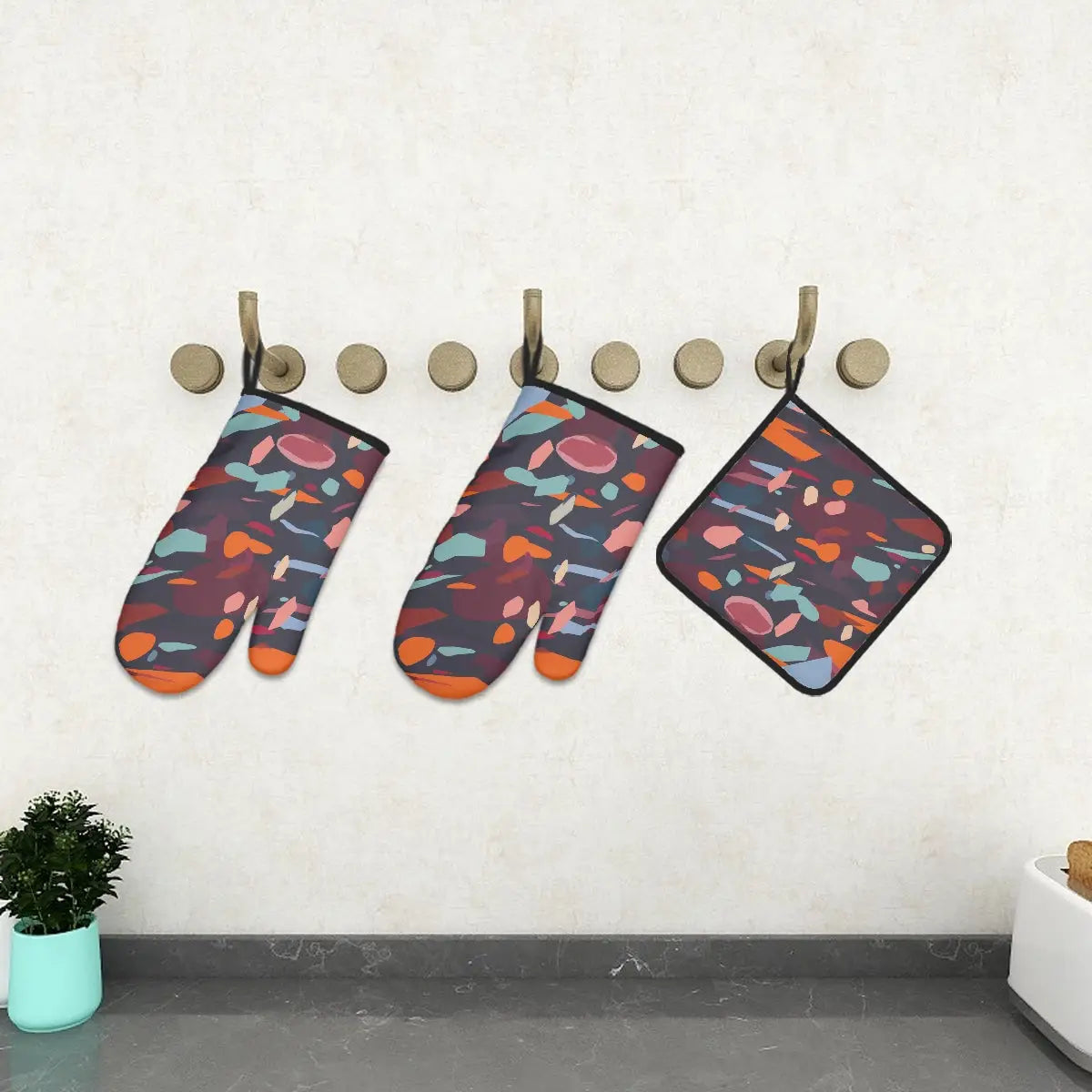 Amor di Stelle® FUOCO – Designer Ofenhandschuh & Topflappen Set - One Size - Kitchen Decor Jetzt einkaufen