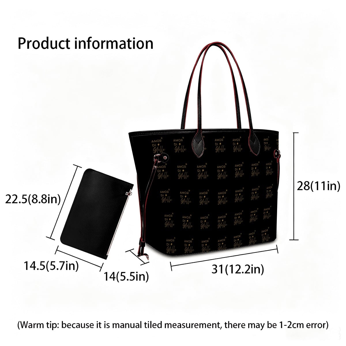 Amor di Stelle® GRANDE AMORE – Exklusive Leder Handtasche mit Pouch ⁠